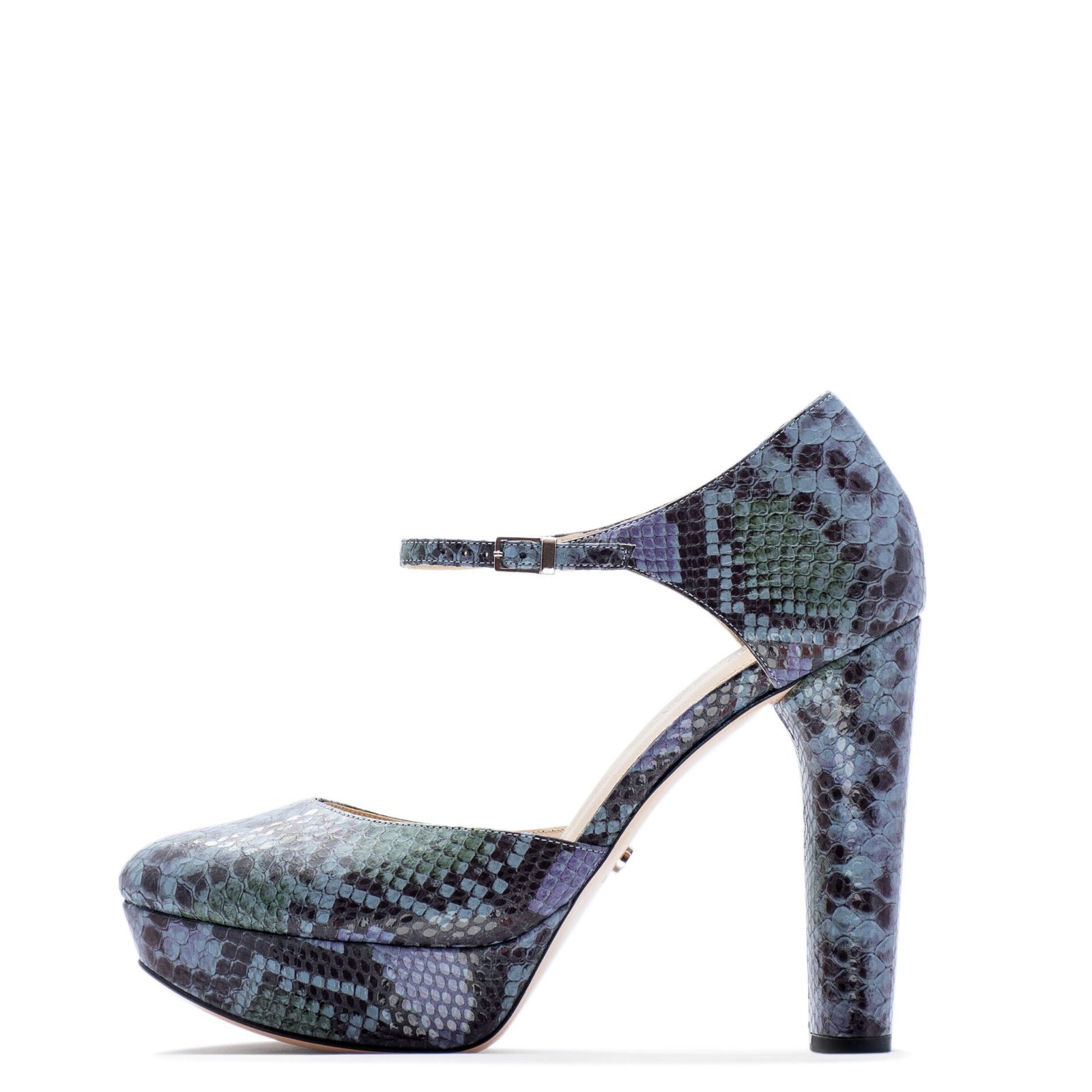 Purple snake print pump heels for men and women