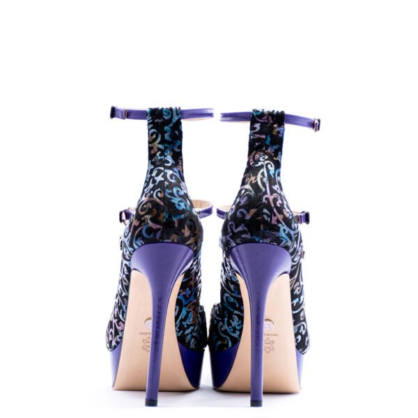 black and purple platform heels for men and women