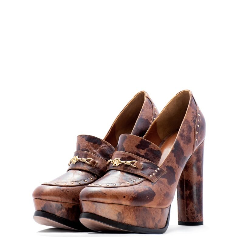 Brown platform oxford heels for men & women