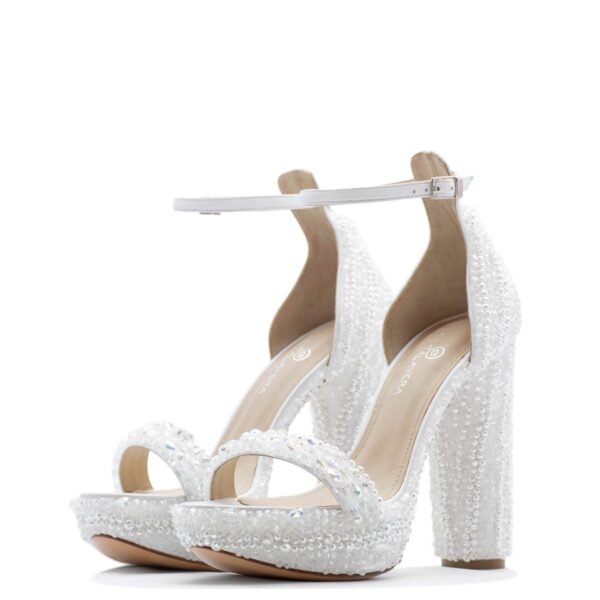 white bride sandals with crystals