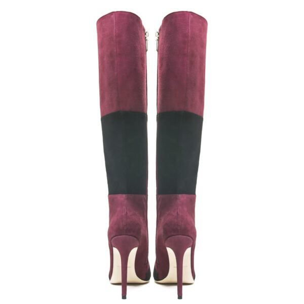 red suede knee-high boot