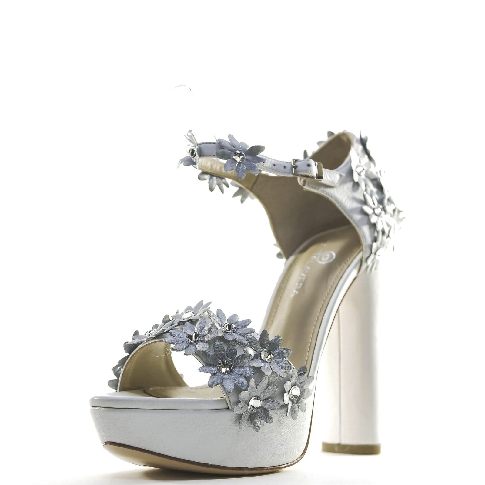 White & silver wedding sandal