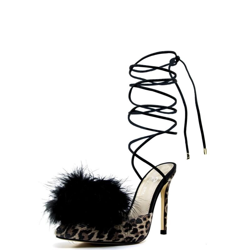 Strappy pump with fur heels for men & women