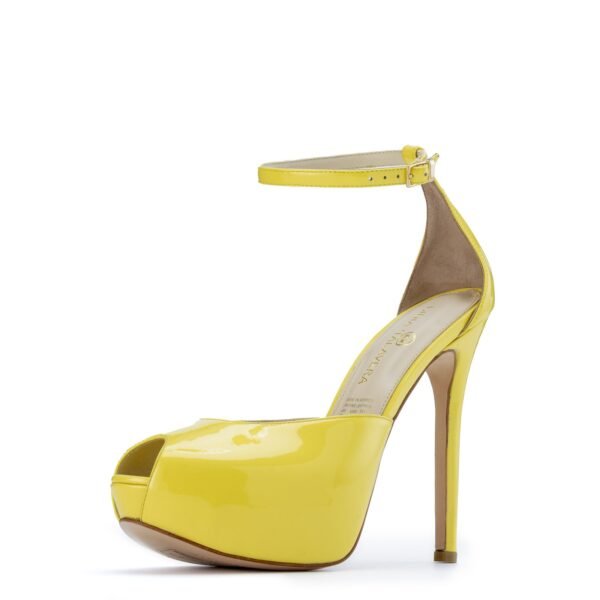 Yellow open toe heels for wide feet