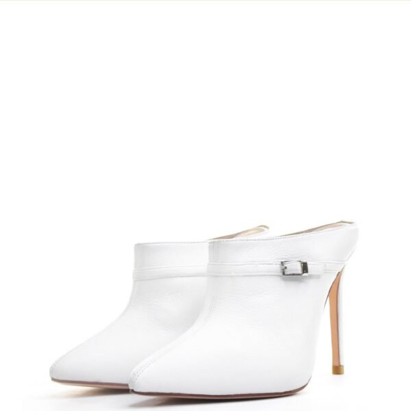 white leather ankle booties