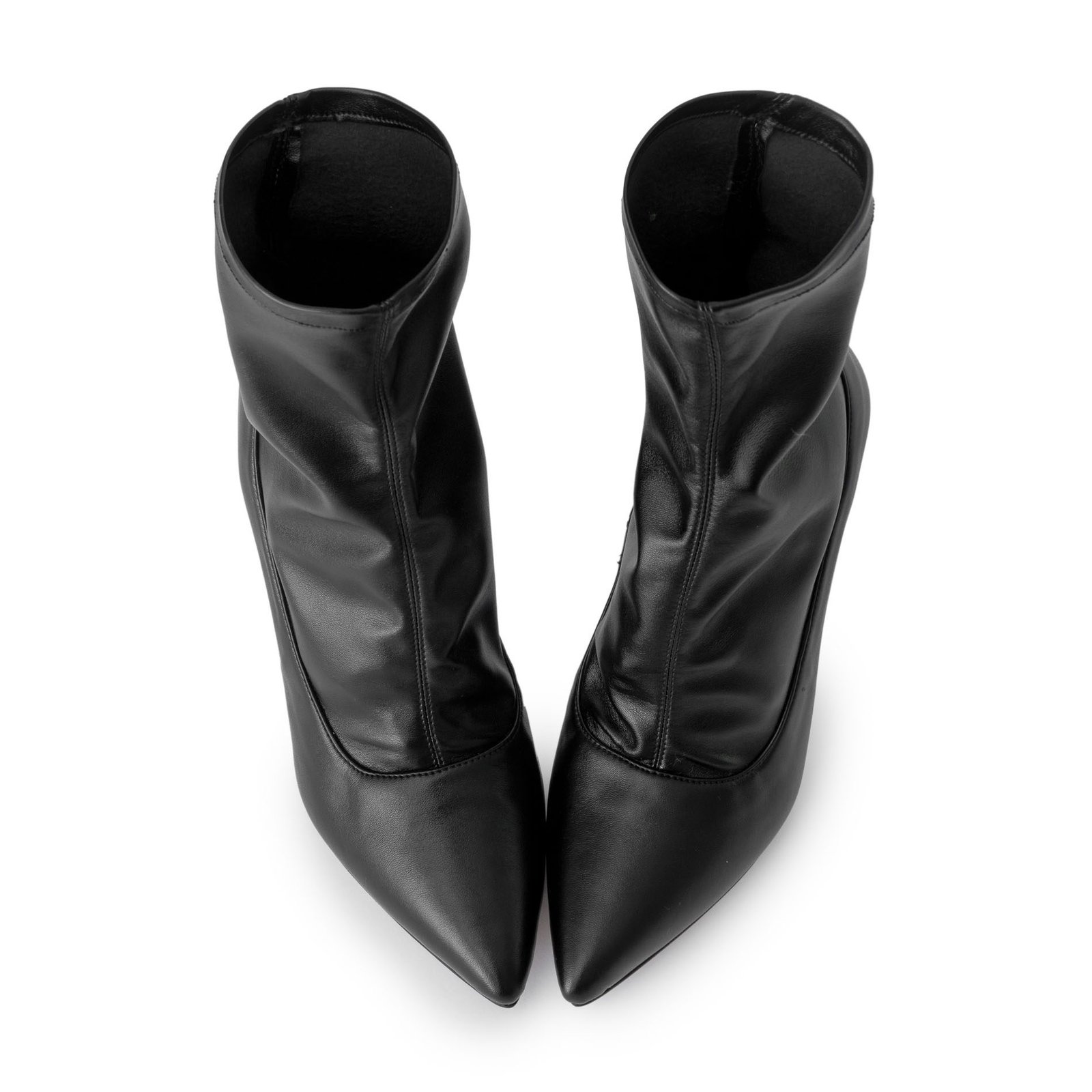 black leather bootie