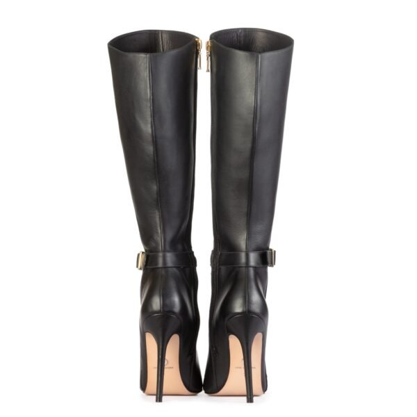 wide black high heel boots
